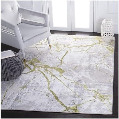 SAFAVIEH Amelia Collection Accent Rug - 2' x 4', Grey & Green, Modern Abstract Design, Non-Shedding & Easy Care, Ideal for High Traffic Areas in Entryway, Living Room, Bedroom (ALA293J)