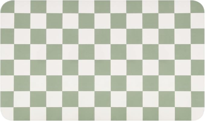 Checkered Dish Drying Mat for Kitchen Counter, Absorbent Non-Slip Coffee Mat - Image 9