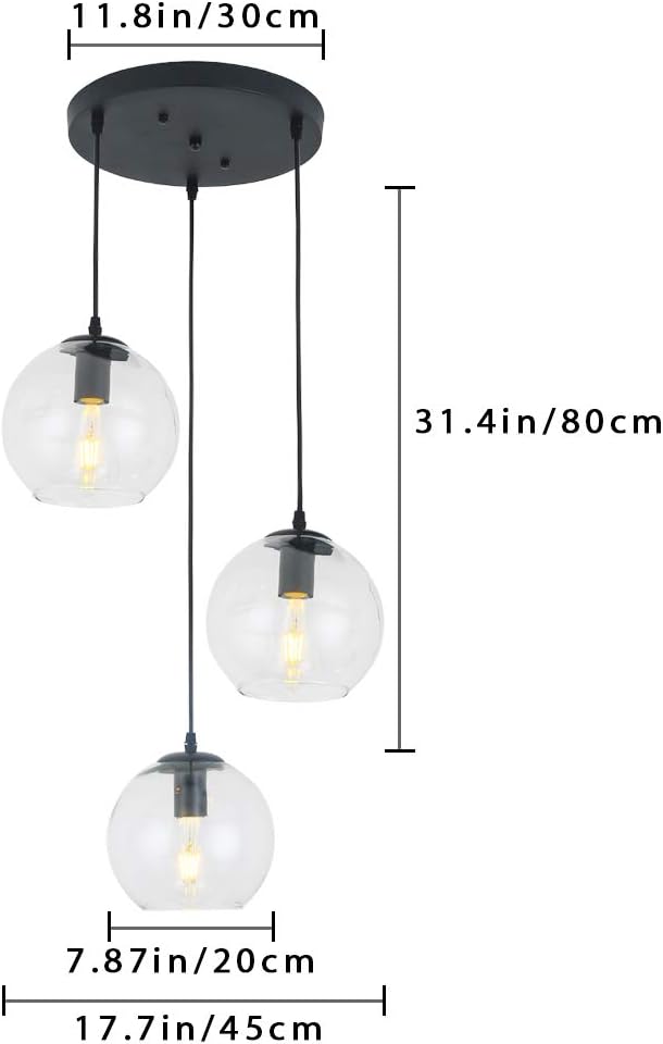 Globe Pendant Light, Modern Hanging Lighting Fixture, Classic Cluster Chandelier - Image 3
