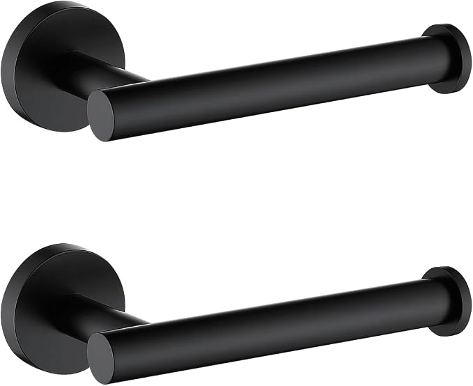 TASTOS Toilet Paper Holder SUS304 Stainless Steel Round Size Matte Black 2 Pack by TASTOS