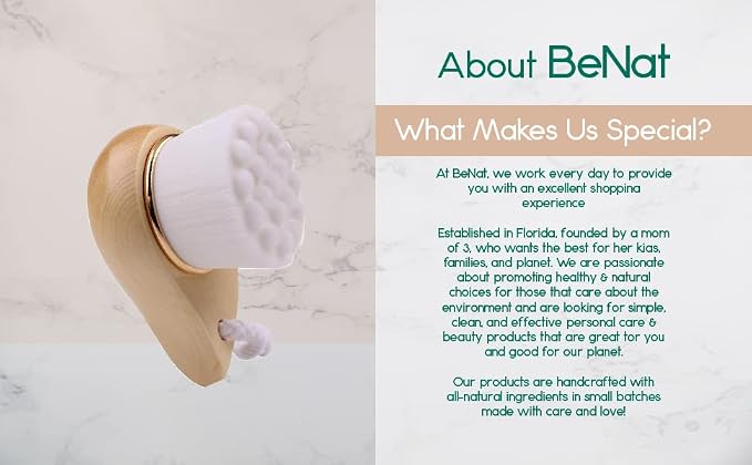 BeNat. Facial Bamboo Wood Handle Cleansing Brush. Extra-Soft Fiber Facial - Image 9