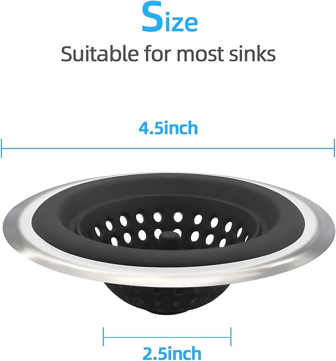 Mi hogar Sink Drain Strainer 2 Pack, 4.5” Wide Rim Silicone Kitchen Sink - Image 2