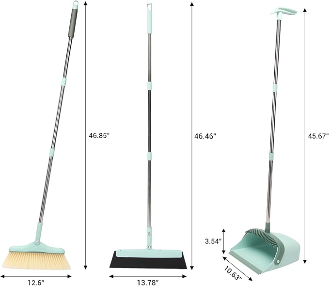 Broom and Dustpan Set, Squeegee Broom, Long Handle Broom and Dustpan Set - Image 2