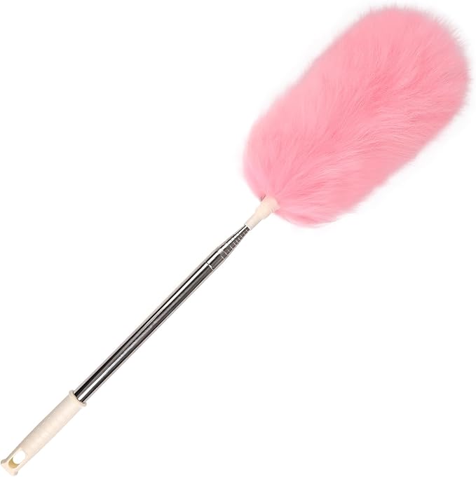 Extendable Lambswool Duster Stainless Steel Handle 133" Removable Feather Duster by iHUFeather