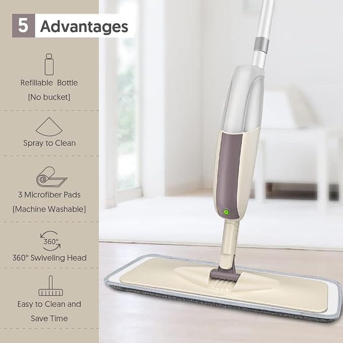 HOMTOYOU Spray Mops for Floor Cleaning: Wet Floor Mop - Image 2