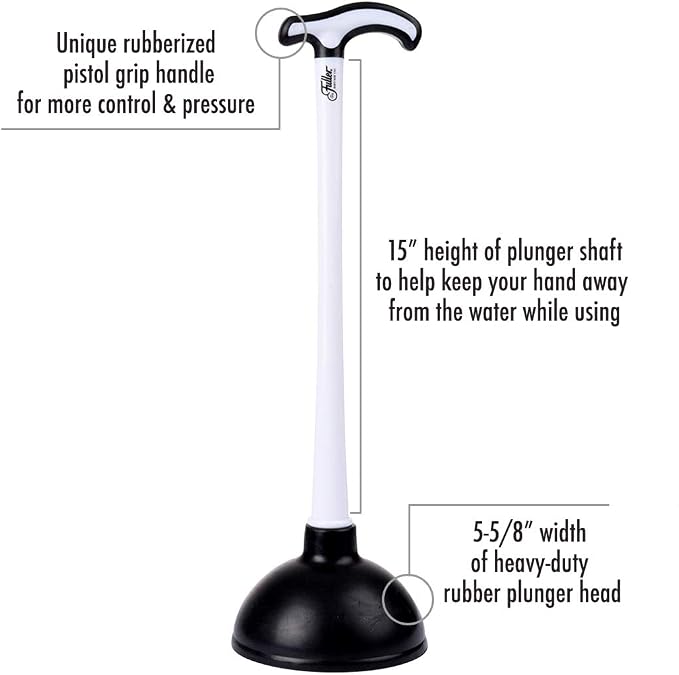 Fuller Brush Toilet Bowl Plunger – Heavy Duty Rubberized Pistol Grip Handle – - Image 4