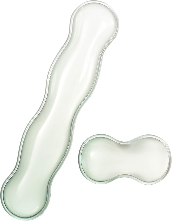 Ergonomic Gel Keyboard and Mouse Wrist Rest Set – Green Clear Wrist Rest by Sumgsn