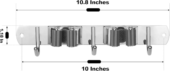 voze 2 Racks and 3 Hooks Mop and Broom Holder Wall Mount, Self Adhesive Heavy - Image 4