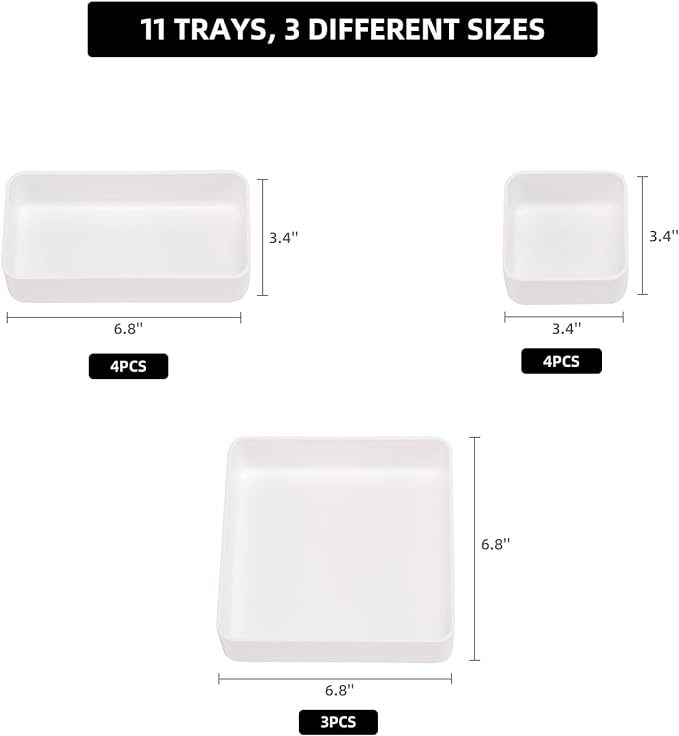 11-Piece Stackable Drawer Organizer Set, Stationery, Utensils in Bathroom - Image 6