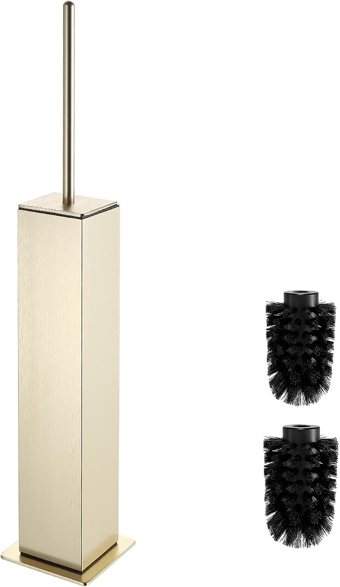 Toilet Brush and Holder Floor Standing, Brushed Gold by BVLBath