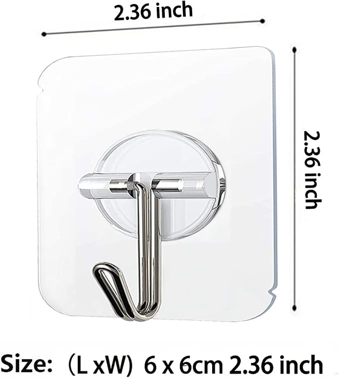COLOGO 100 Pack Adhesive Hooks 24lb Heavy Duty Self Adhesive Hooks, Transparent - Image 3