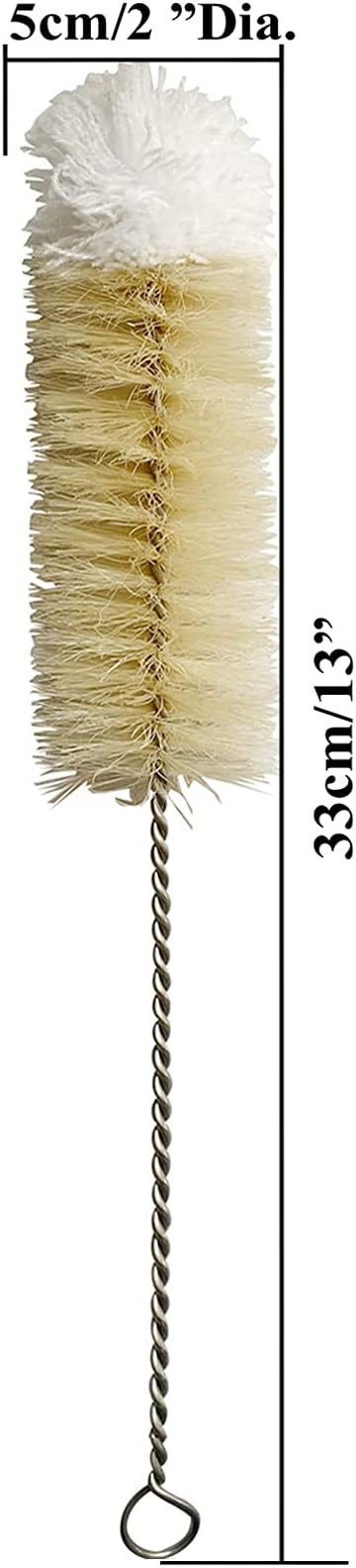 NewFerU Stainless Steel Soda Bottle Cleaning Brush in Natural Boar Bristle Wool - Image 2