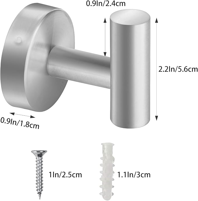 Towel Hooks, SUS 304 Stainless Steel Hooks, Heavy Duty Door Hanger Towel Robe - Image 3