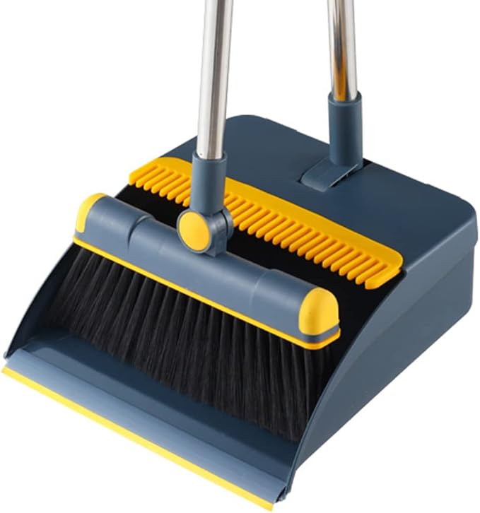 Broom and Dustpan Set for Home, Long Handle Dust Pan and Broom Combo for Indoor by CYANLUX