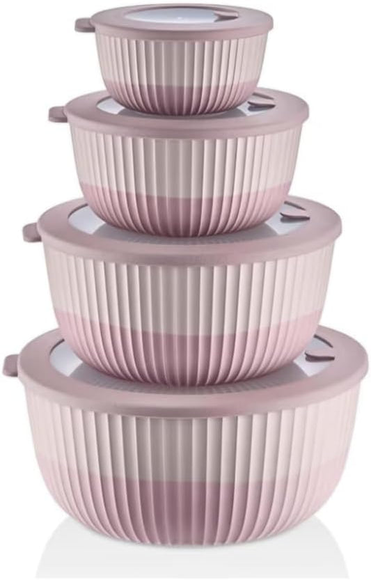 Mixing Bowls with Lids, 8-Piece Airtight Leak-Proof Nesting BPA-Free Bowl Set by Unknown