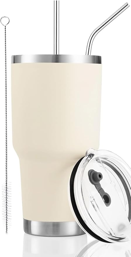 D·S 30oz Cream Tumbler Stainless Steel Insulated Travel Mug by D%C2%B7STUMBLER