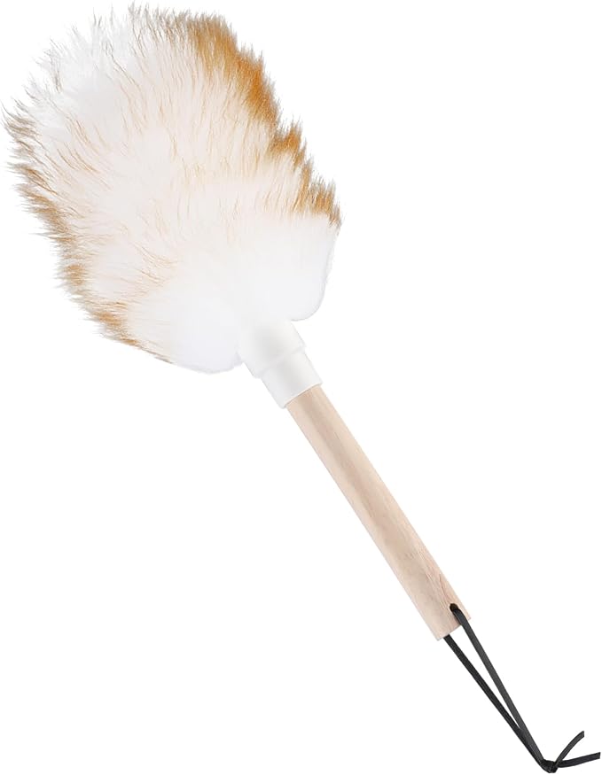 Lambswool Duster Solid Wooden Handle Lamb Wool Duster Feather Dusters by Thinp