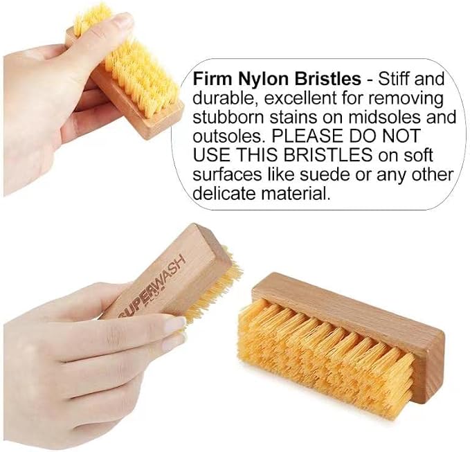 Shoe Cleaning Brushes, Wooden Shoe Sole Bottom Scrub Brush, Stiff Nylon - Image 2