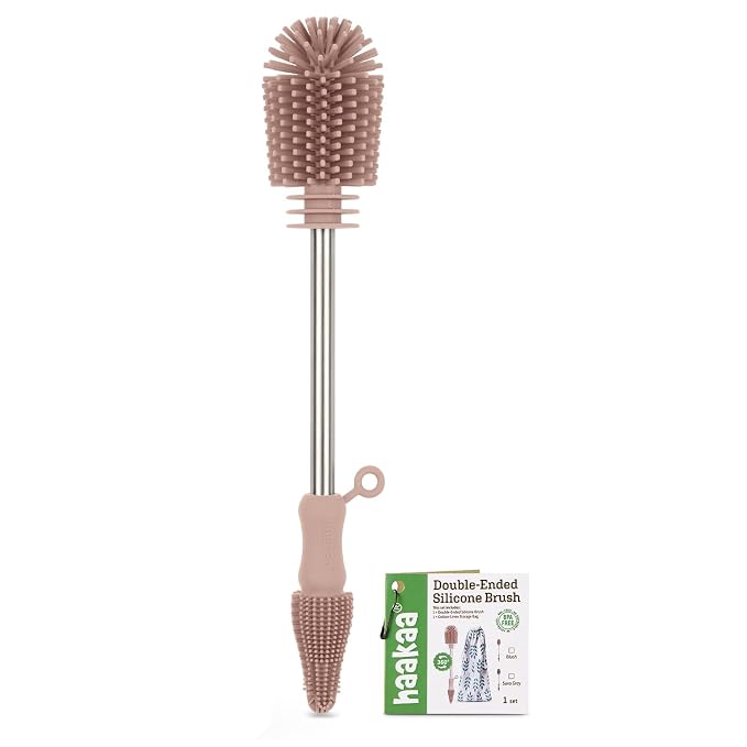 haakaa Cleaning Brush Silicone Bottle Brush Double-Ended Soft Silicone Bristles by haakaa