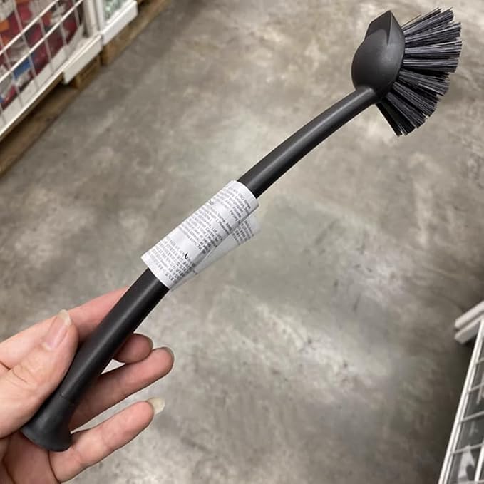2 Pcs Scrub Brush with Handle 11'' Dish Scrubber Brush Kitchen Sink Brush Black - Image 7