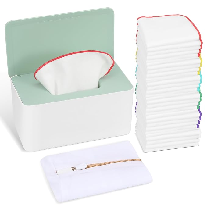 54 Packs Flannel Cloth Baby Wipes Reusable Baby Wipes by FAMOPLAY