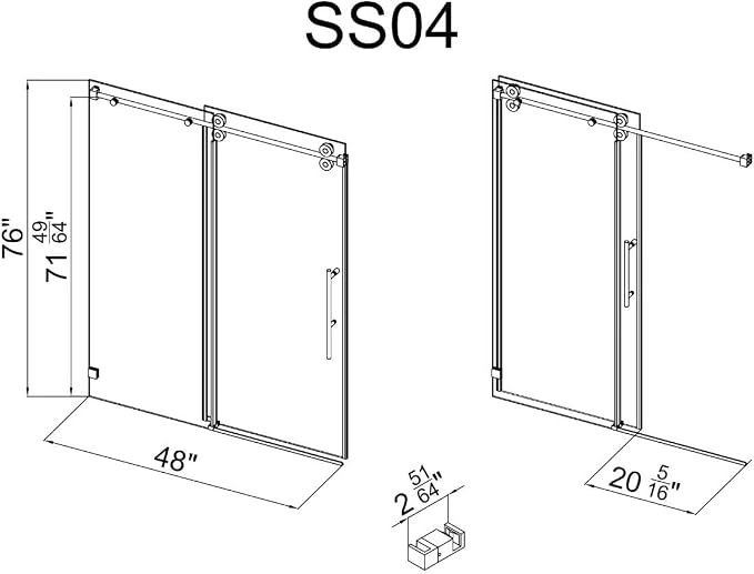 Frameless Shower Door, 3/8" Clear Tempered Glass, Waterproof Bathroom Shower - Image 6