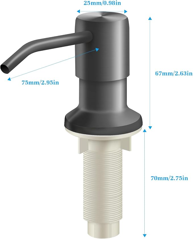 Soap Dispenser for Kitchen Sink and Extension Tube Kit, Stainless Steel - Image 5