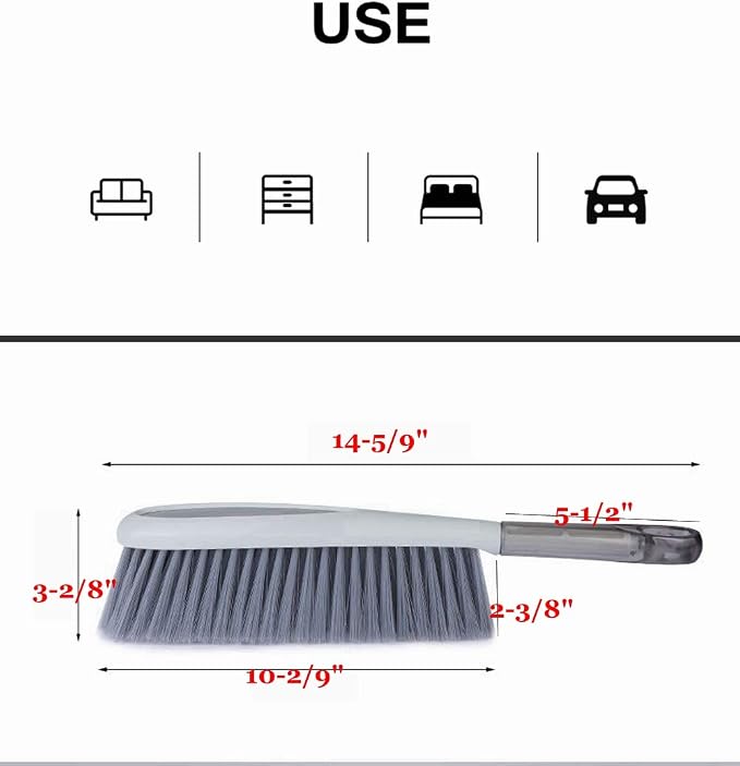 Hand Broom, 14 inch Large Counter Duster, Slightly Stiff Plastic Bristle Brush - Image 5