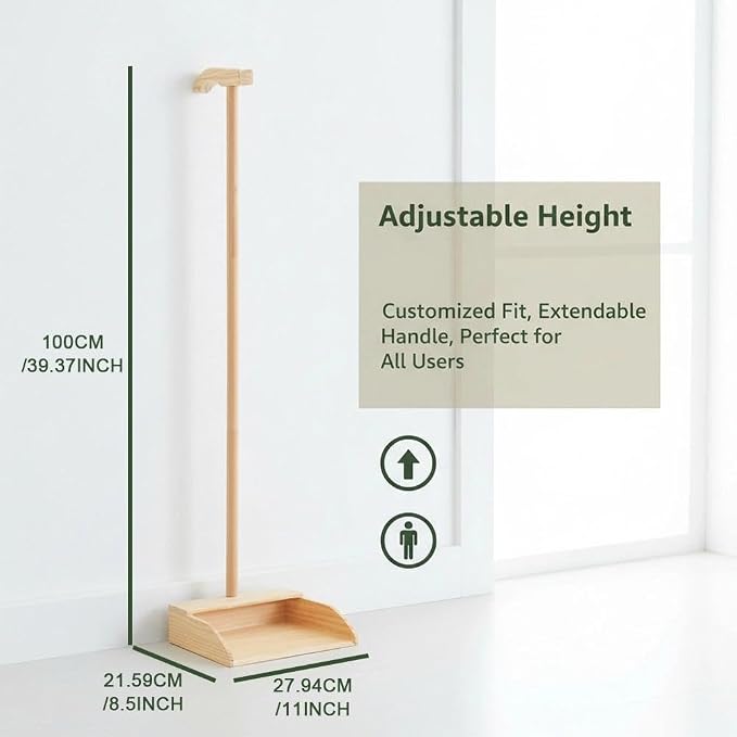 Wooden Dustpan – Long Handle Standing Dust Pan - Image 3