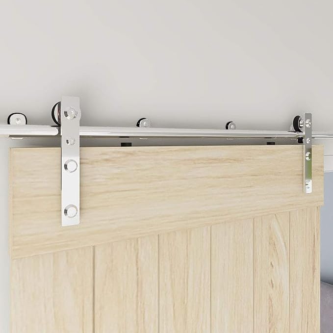 TSMST 8FT Sliding Barn Door Hardware Kit, Stainless Steel Heavy Duty Sturdy - Image 2