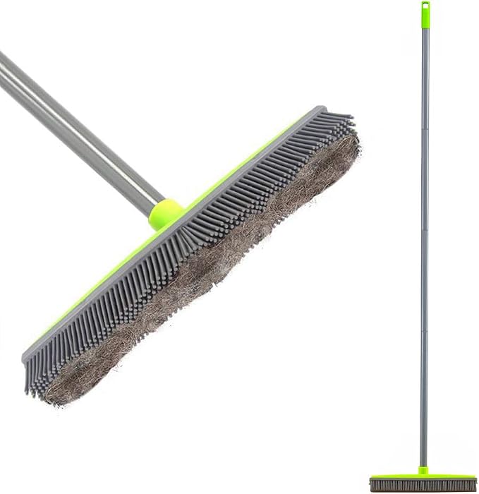 LandHope Push Broom Long Handle Rubber Bristles Sweeper Squeegee Edge 59 inches by LandHope