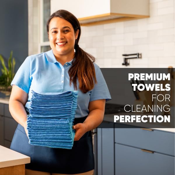 MW Pro Microfiber Cleaning Cloth | Blue | 36 Pack | 16” x 16” | All Purpose - Image 3