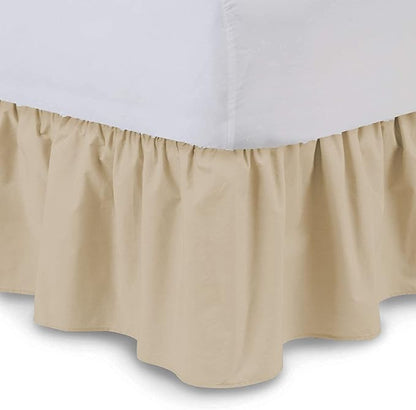 Ruffled Bed Skirt (King, Taupe) 18 Inch Drop Dust Ruffle with Platform, 100% Cotton 600 Thread Count Fabric, Gathered Styling, Available in All Bed Sizes and 23 Colors - Bedskirt
