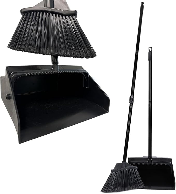 KLEEN HANDLER 48.5" Broom with Dustpan Combo Set with Long Handle by BisonLife