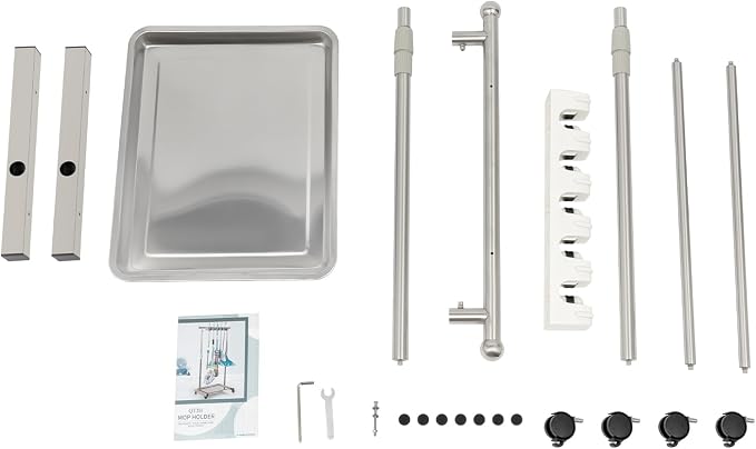 Wet Mops Rack Movable Broom Holder, Movable Closet Storage Cabinet Mop Rack - Image 7