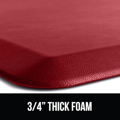 GORILLA GRIP Comfortable Cushioned Kitchen Mats for Floor, 39x20, Waterproof and Stain Resistant Soft Top, 3/4 Inch Thick Ergonomic Standing Desk Anti Fatigue Mat, Foam Supports Ankles and Feet, Red