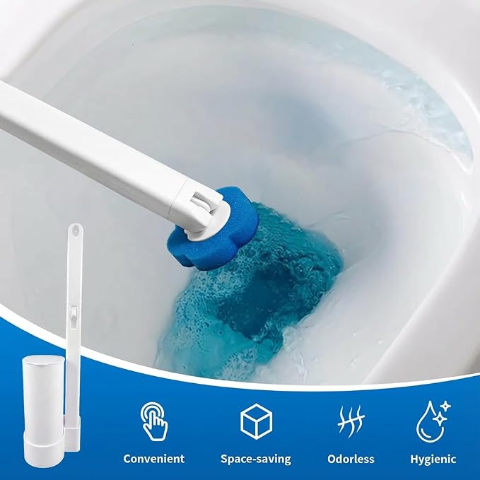 Disposable Toilet Brush with 24 Refills, Toilet Bowl Brush and Holder with - Image 4