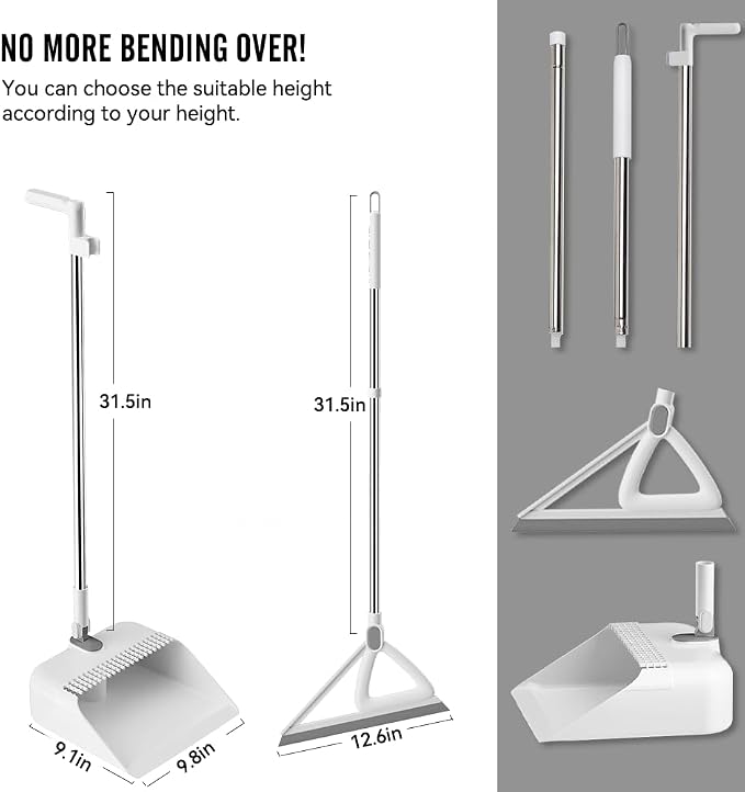 Household Broom with Dustpan, Magic Silicone Broom, Magic Broom with Extra-Long - Image 6
