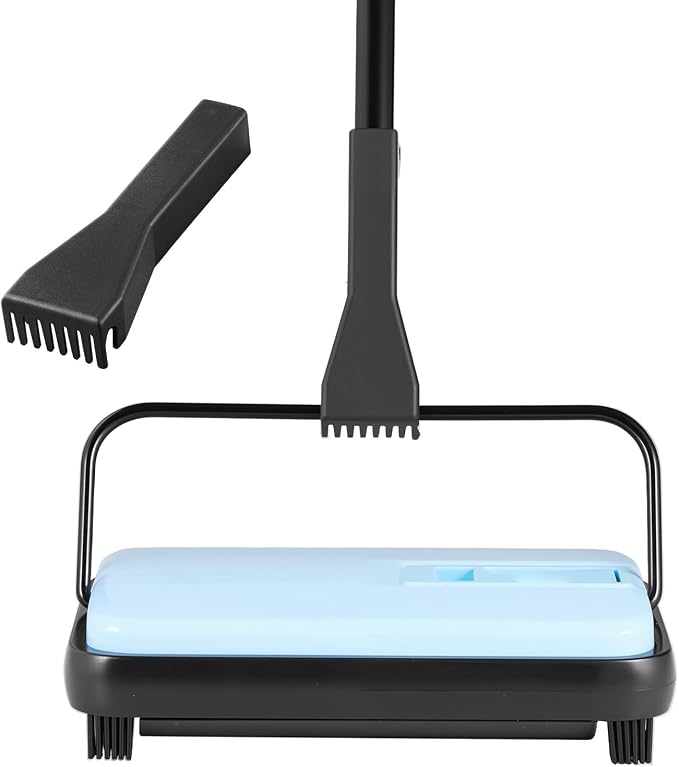 Happybuy Blue Manual Carpet Sweeper: A Compact Cleaning Powerhouse. Boasting a by Happybuy