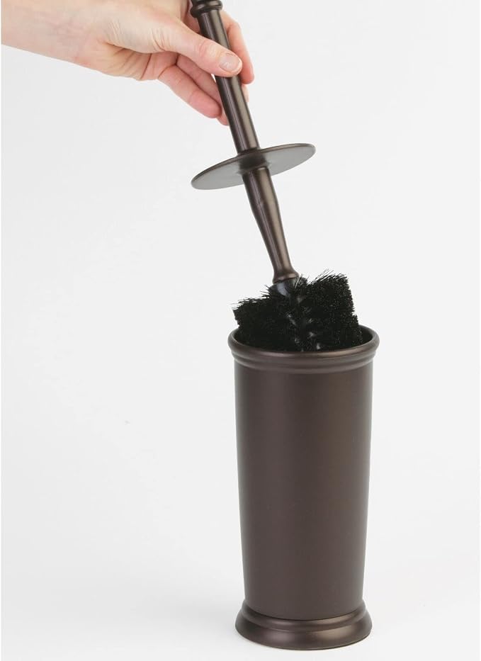 mDesign Metal Freestanding Slim Toilet Bowl Brush and Holder - Image 5