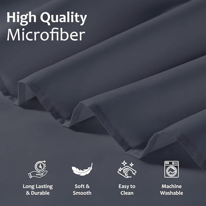 Shreem Linen Ruffled Bed Skirt with Split Corners, Gathered Style, 100% Microfiber, 15-Inch Drop, Dust Ruffle Bedskirt with Platform, RV King, Dark Grey