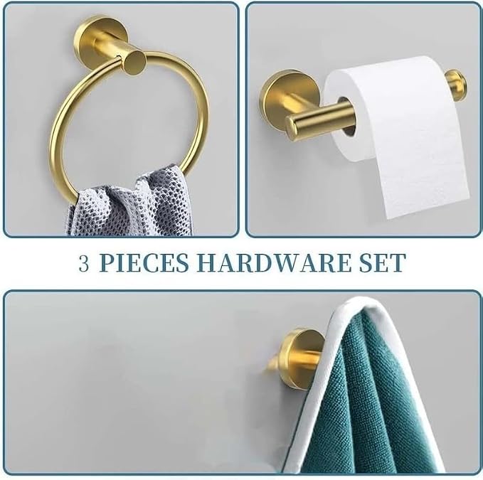Towel Ring Set 3 Pieces Bathroom Kit Accessories Restroom Towel Holder Toilet - Image 2