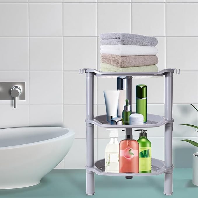3 Tier Shower Caddy Corner, Plastic Shower Shelf Organizer - Image 2