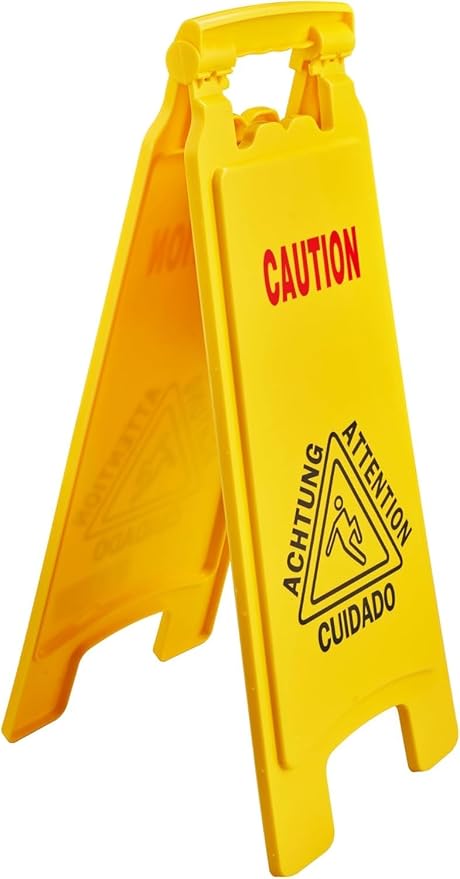 Wet Floor Sign, Slippery When Wet A-Frame Caution Sign, Bright Yellow 2 PACK - Image 8