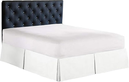 Bed Skirt - 100% Cotton 800 Thread Count Box Pleated Bed Skirt - Luxury Pleated Dust Ruffle, Hotel Quality Modern Bed Skirt, Easy Fit with 12 Inch Tailored Drop, Twin XXL, White