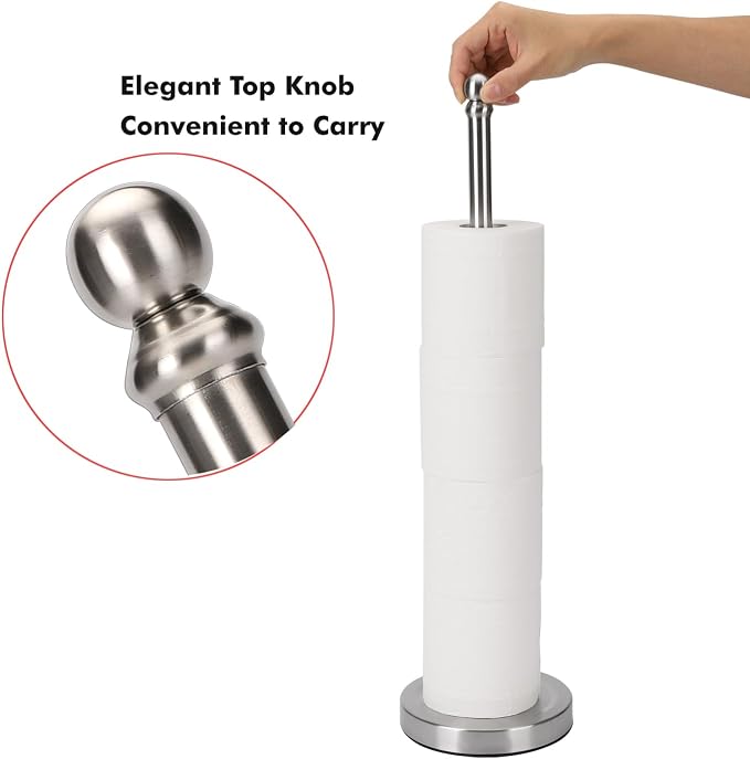 Toilet Paper Holder Stand Holding Up to 5 Paper Rolls, Free-Standing Spare - Image 2