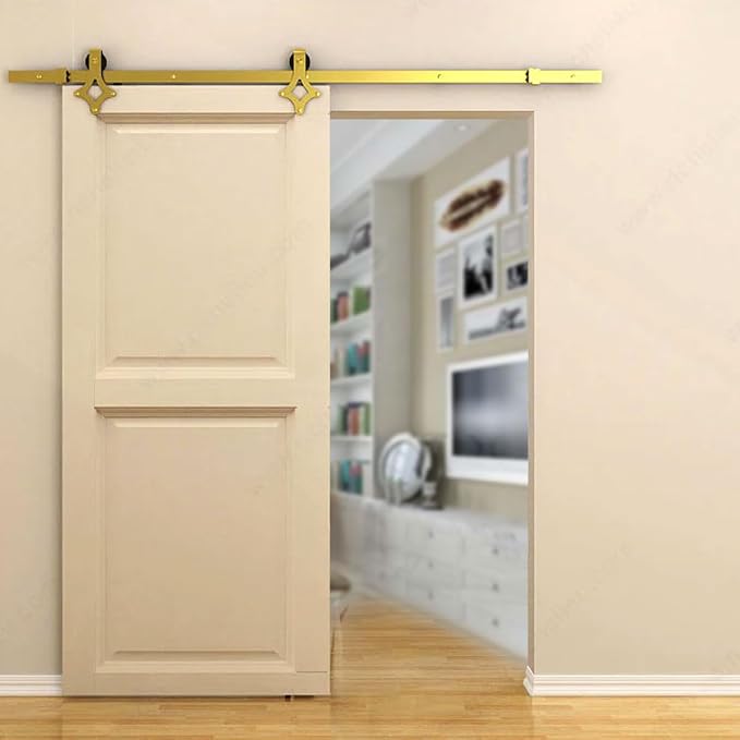 Rio Salto Gold Barn Door Hardware Kit 72" Adjustable Length 6FT Track, Diamond - Image 3