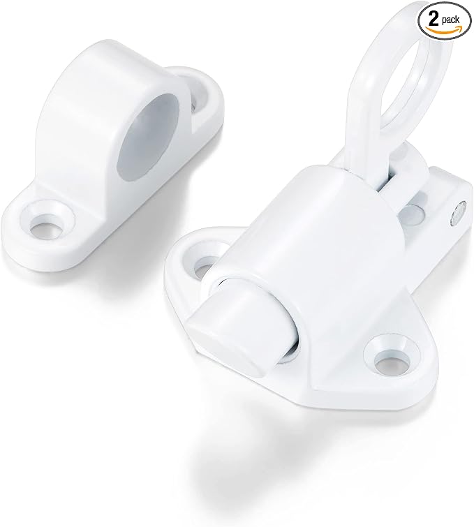 2 Packs Self-Closing Latches，White Spring Door Lock，Resilient Bolt Latch by INIRET
