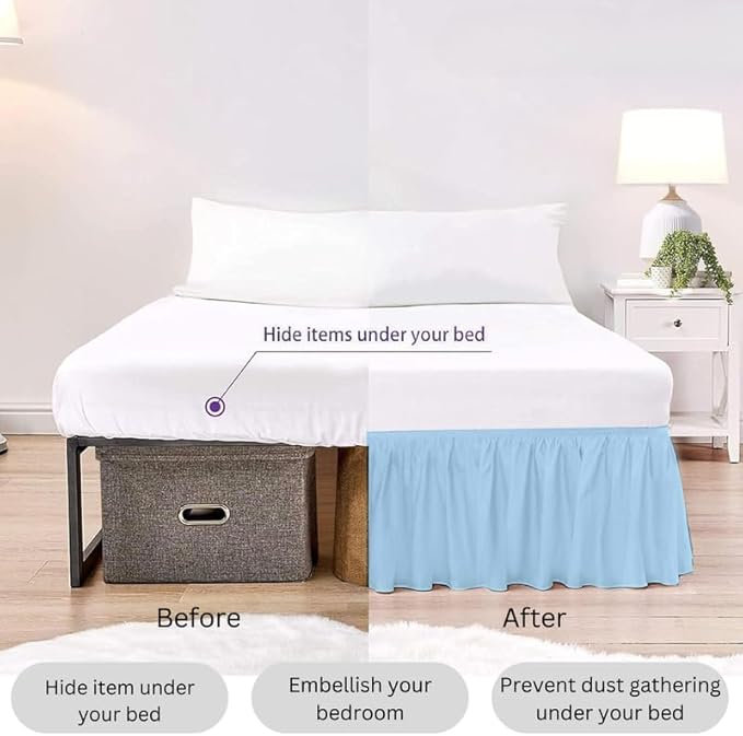 Ruffle Bed Skirt with Split Corners, Microfiber Dust Ruffled for a Perfectly Tailored Bedding Ensemble, Wrinkle and Fade Free, Easy Fit, Twin Size 16 Inch Drop, Light Blue