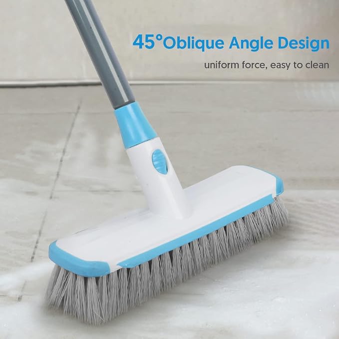 Floor Scrubber with Long Handle, 2 in 1 Scrubbing Brush Stiff Bristle Shower - Image 6